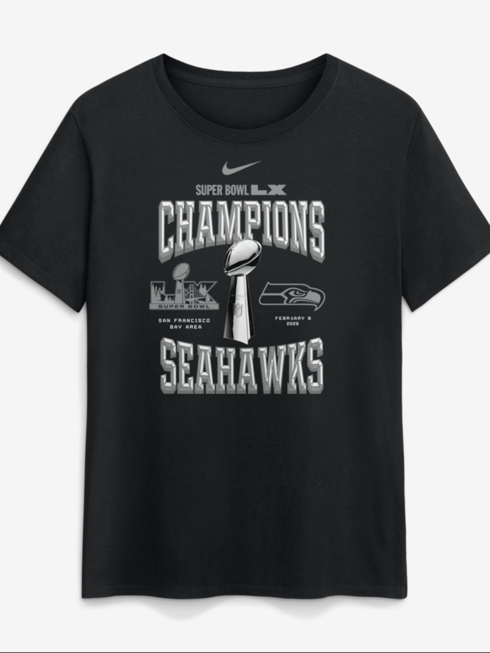 Nike Men's Seahawks Trophy Collection Champions Graphic MEDIUM Tee